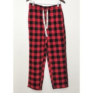 Columbia Fleece Pajama Pants Men's Medium Red Black Buffalo Plaid Winter Holiday